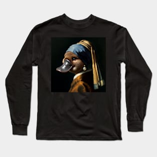 Wildlife Conservation - Pearl Earring Platypus Meme Long Sleeve T-Shirt